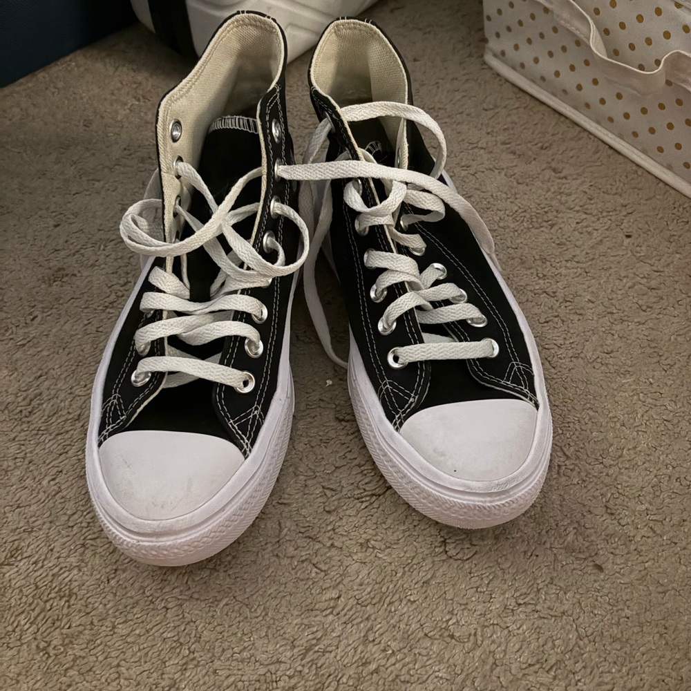 Converse Cream and Black High-Tops
